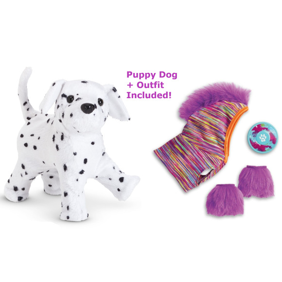 American Girl DALMATIAN DOG + FUR-ROCIOUS PET COSTUME Fur Hoodie Leg Warmers - Picture 1 of 7